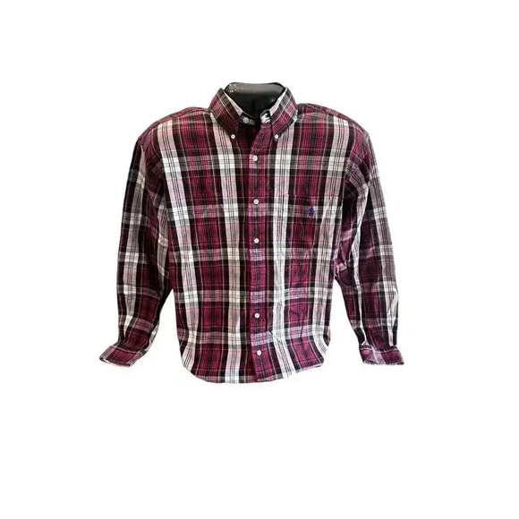 Men's Ralph Lauren Blue Label Size Large Red Plaid Button Down Long Sleeve Shirt - Picture 1 of 16